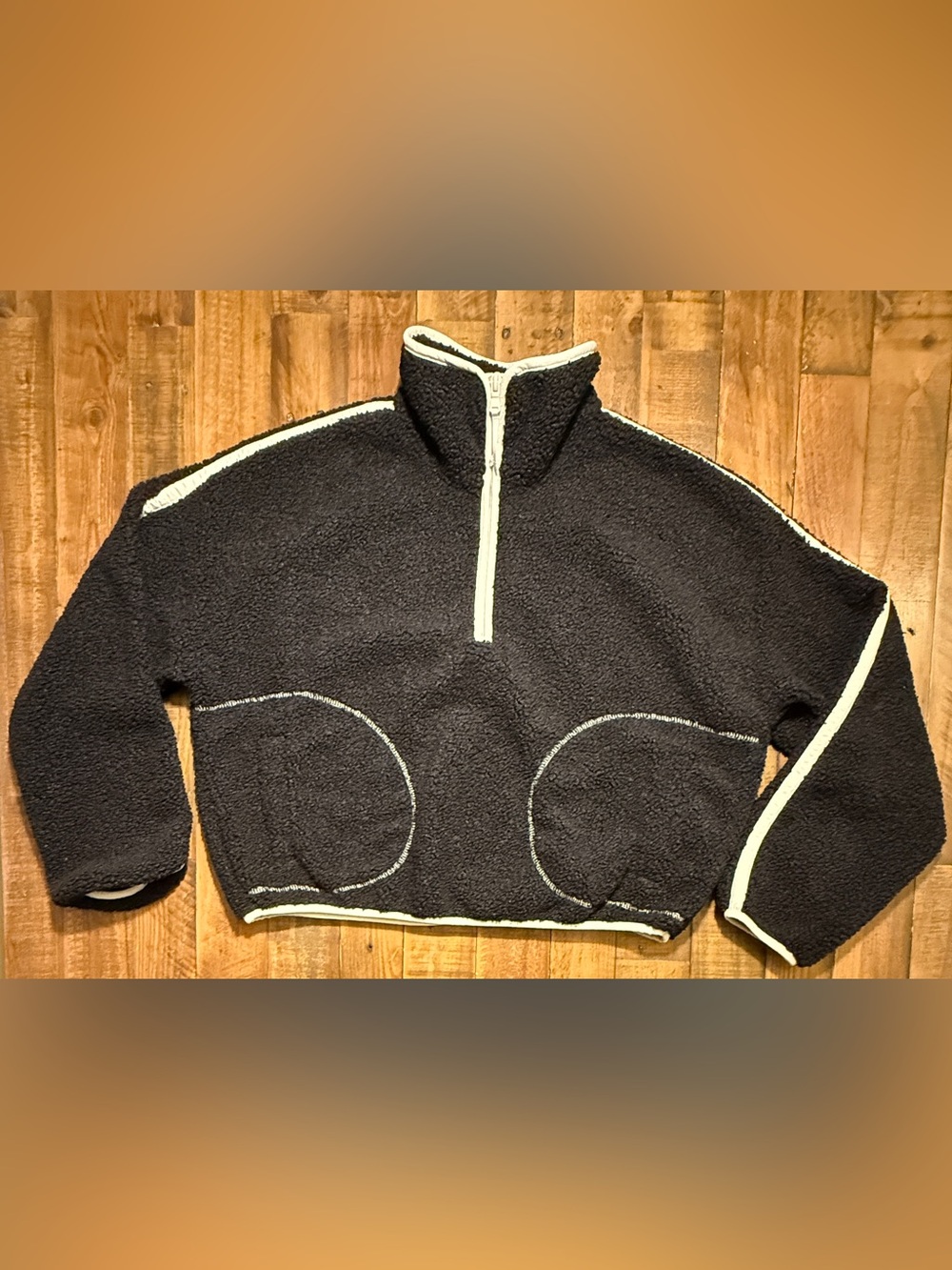 Never Not Hustling Black Sherpa Fleece 1/4-Zip Pullover – Women’s Size Small